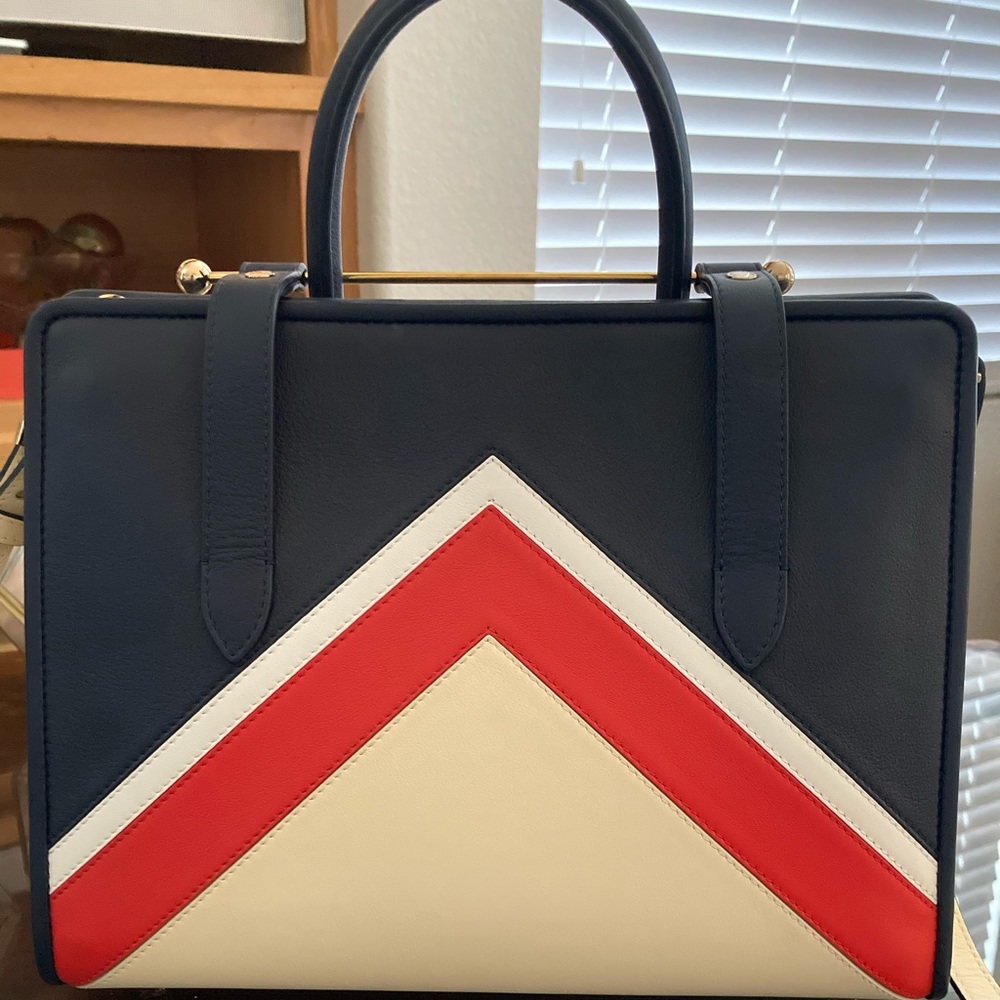 Strathberry Navy, Red, and White Tote Bag - Picture 2 of 16